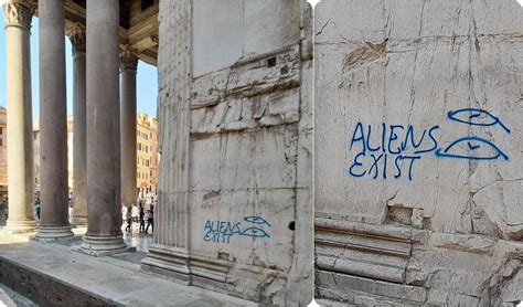 Vandali Imbrattano Il Pantheon Con Vernice Blu Gli Alieni Esistono