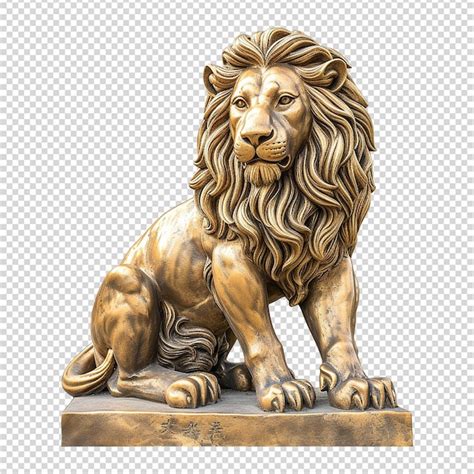 Premium PSD Lion Statue Isolated On Transparent Background