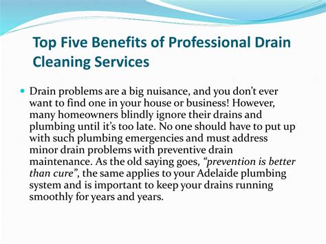 PPT 5 Benefits Of Professional Adelaide Drain Cleaning Service