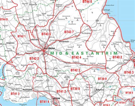 Northern Ireland Belfast Postcode Wall Map Sector Map 36