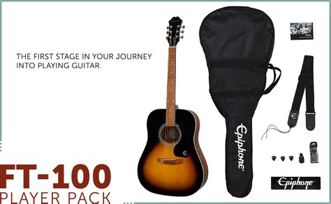 Epiphone Ft 100 Acoustic Guitar Player Pack Vintage Sunburst Amazon Ca Musical Instruments