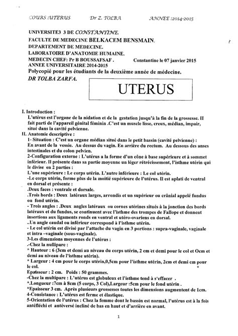 Anato 2an Uterus Annexes Anatomie Studocu