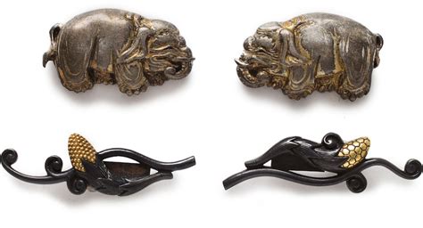 Bonhams Two Pairs Of Goto School Menuki Edo Period 17th18th Century