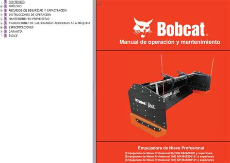 Bobcat Snow Pusher Pro 96 108 120 Operation And Maintenance Manual 7393096 Es