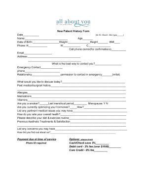 Fillable Online New Patient History Form Date Name Fax Email Print