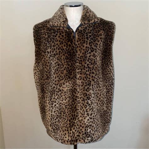 Vintage Leopard Print Zipped Vest Fits Up To Xl Depop