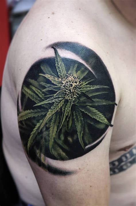 Flowering Marijuana Plant Tattoo