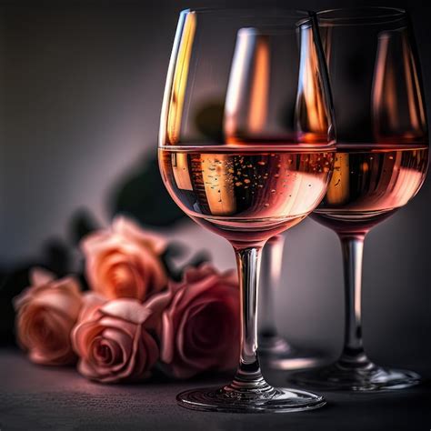 Glasses Of Pink Rose Wine In The Light Background Illustrator Ai Generative Premium Ai