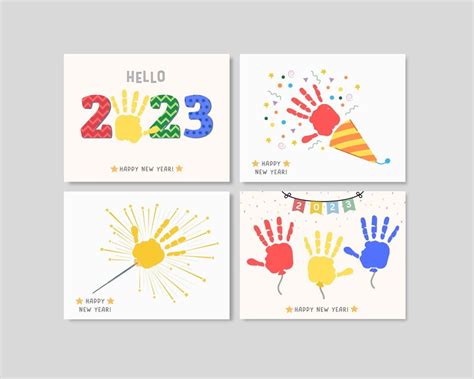 New Years Handprint Printable 2023 Handprint Craft Happy New Etsy