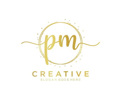 Initial Pm Feminine Logo Usable For Nature Salon Spa Cosmetic And