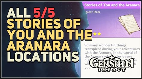 All 5 Stories Of You And The Aranara Locations Genshin Impact Youtube