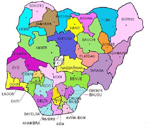 Map Of Nigeria Showing 36 States And The Federal Capital Territory Download Scientific