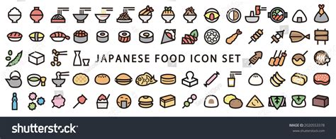 Big Set Japanese Food Icon Set Stock Vector Royalty Free 2020553378