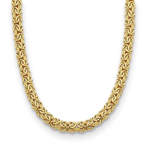 Auriga K Yellow Gold Polished And Textured Mm Byzantine Chain