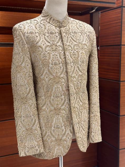 Light Golden Prince Coat For Men Handmade Grooms Prince Coat