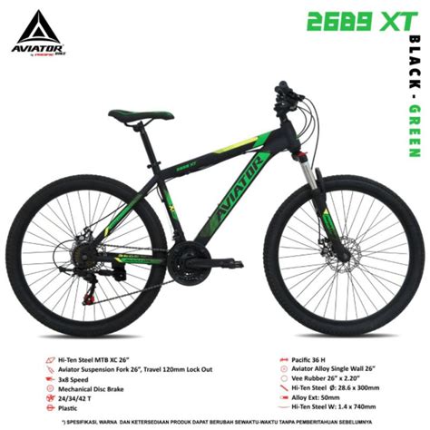 Jual Sepeda Mtb 26 Inch Aviator 2689 XT 24speed Shopee Indonesia