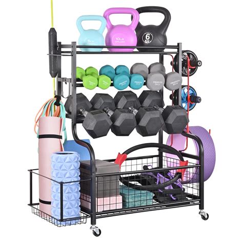 Mythinglogic Home Gym Organizer Dumbbell Yoga Mat Storage Rack With