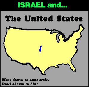 Relative Geographical Size of Israel Maps