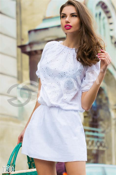 Платье с прошвой белое (№ 7300) ♡ Gepur - women clothes store