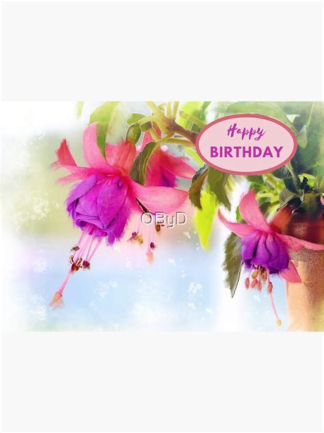 "Happy Birthday Fuchsia Card" Sticker by OByD | Redbubble