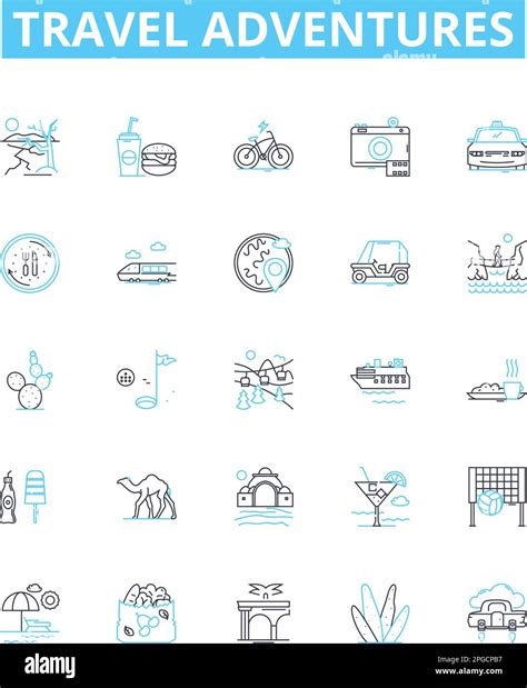 Travel Adventures Vector Line Icons Set Travel Adventures Exploring Touring Trekking