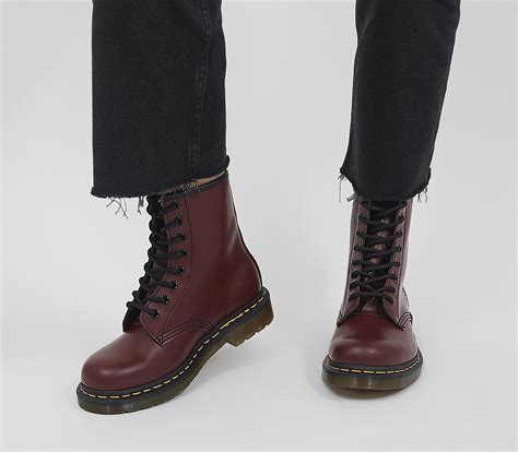 Dr Martens 8 Eyelet Lace Up Boots Cherry Red Ankle Boots