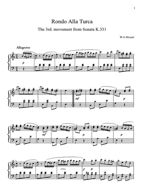 Turkish March Piano Sheet Music Pdf