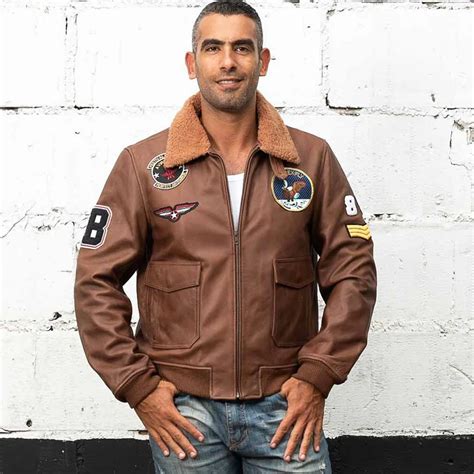 Avirex Fly Real Leather Jacket Air Force Flight Jacket Fur Collar Genuine Leather Jacket Men