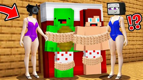 Tied Jj And Mikey Vs Tv Woman And Camera Woman In Minecraft Maizen