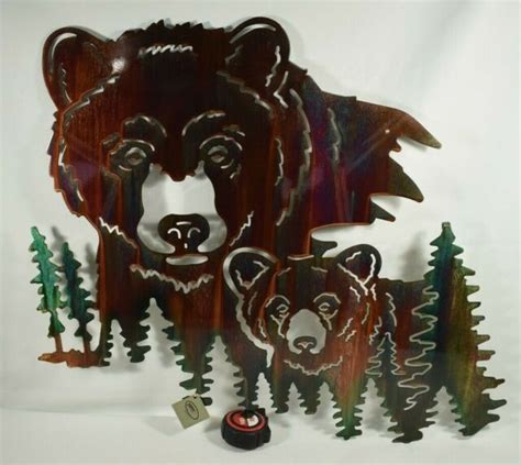 Lazart Two Bear Heads 28 Metal Decorative Hanging Wall Art