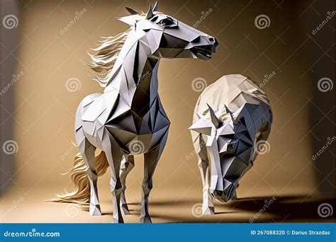 Paper look origami animal stock illustration. Illustration of paper ...