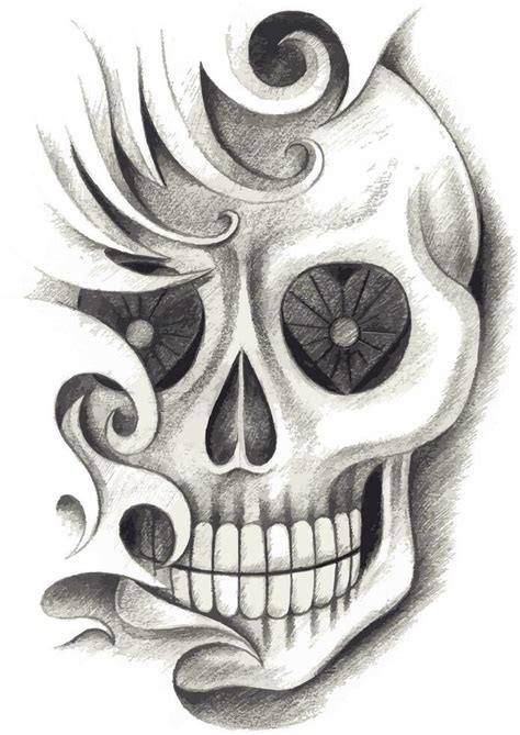 Surreal Skull Tattoo Hand Drawing And Make Graphic Vector