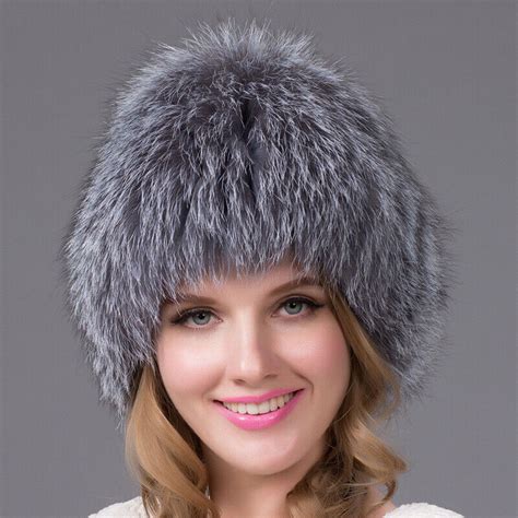 Womens Real Fox Fur Hat Russian Winter Warmer Ushanka Cossack Ski Hat