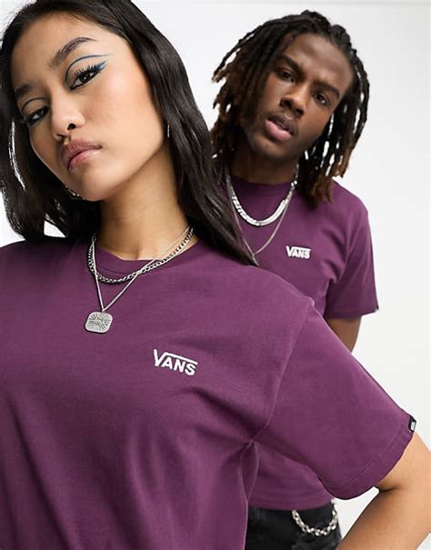 Vans T Shirt Unisexe Avec Logo Sur Le Devant à Gauche Bordeaux Exclusivité Asos Asos