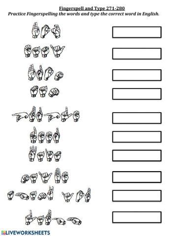 271-280 Fingerspell and Type worksheet | Live Worksheets - Worksheets ...