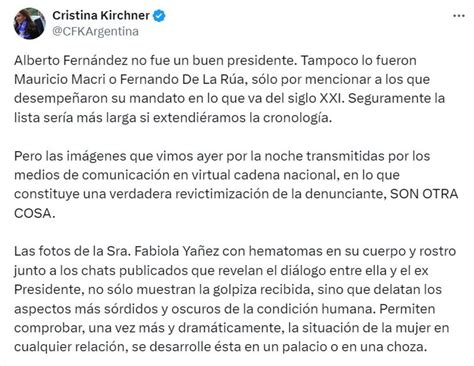 Cristina Kirchner Y Un Duro Comunicado Tras La Denuncia Contra Alberto