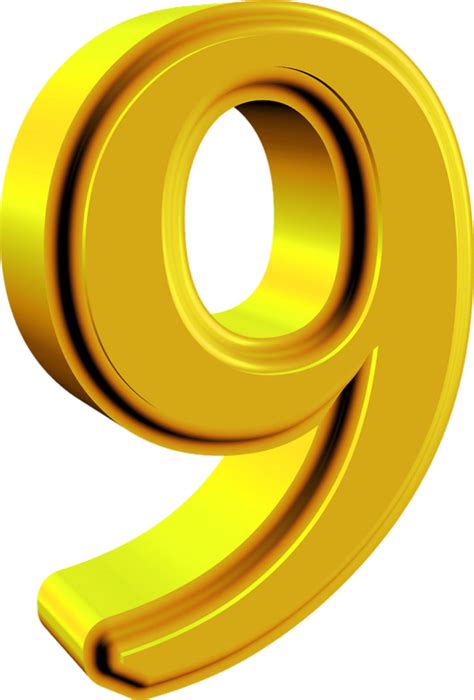 3d Number Nine Red Gold Png Clip Art Image Artofit