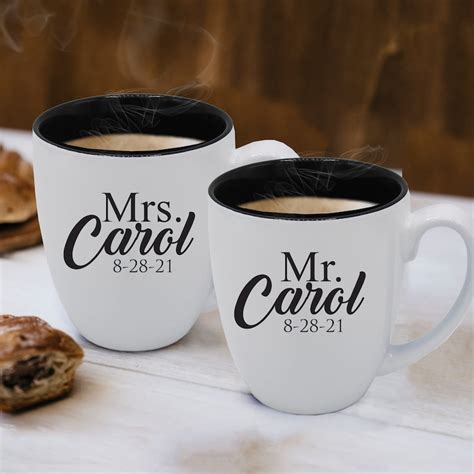 Personalized Mr And Mrs Coffee Mugs Set Of Custom Mr Mrs Etsy