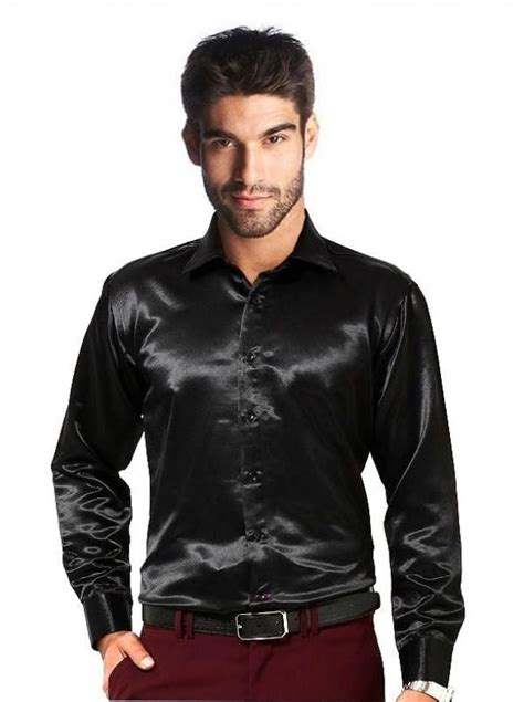 Black Satin Shirt Silk Shirt Men Satin Shirt Black Satin Shirt