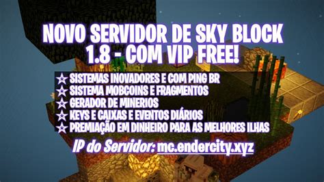 NOVO SERVIDOR DE SKYBLOCK VIP GRATIS PREMIAÇÃO EM DINHEIRO 1