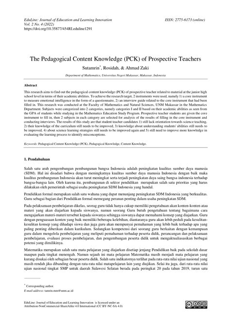 Pdf The Pedagogical Content Knowledge Pck Of Prospective Teachers