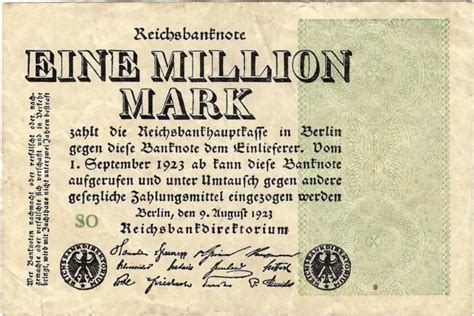 Reichsbanknote One Million Mark Reichsbank Deu A Ro A P C