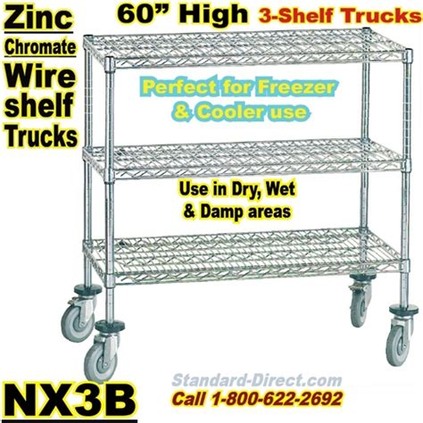 Zinc Chromate Wire Shelf Truck 3 Shelf Nx3b