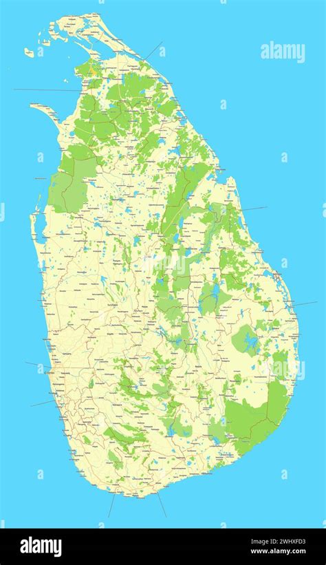 Sri Lanka Isolated Detailed Vector Map Stock Vector Image Art Alamy