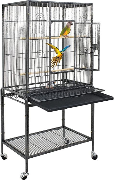 Zeny Inch Bird Flight Cage Wrought Iron Standing Large With Rolling