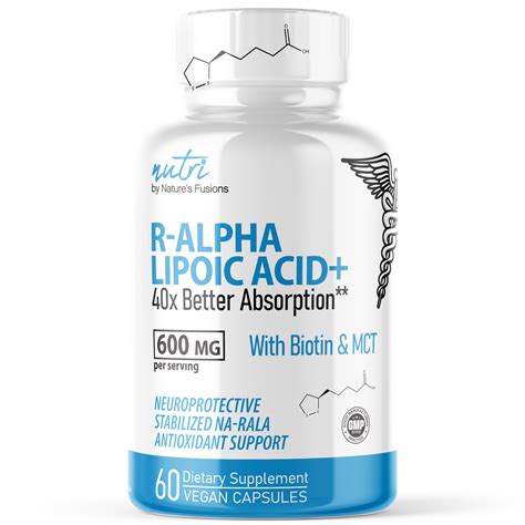 Nutri R Alpha Lipoic Acid 600mg Capsules With Biotin 60ct