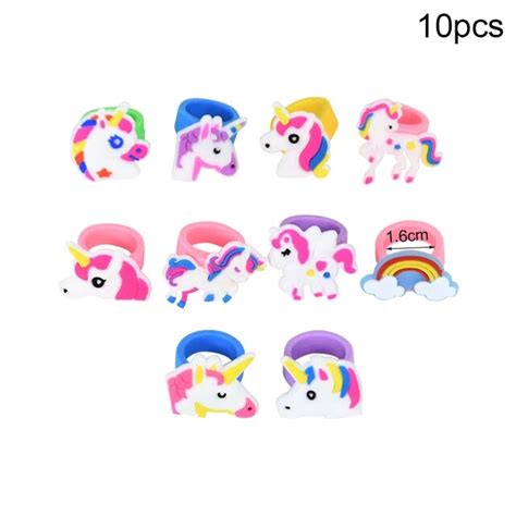 10pcs Cartoon Animal Rainbow Unicorn Ring Jewelry Girls Finger Unicorn