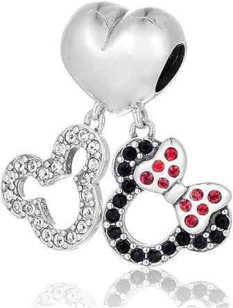 Sc Mickey And Minnie Mouse Pendant Charm Sterling Silver S Amazon