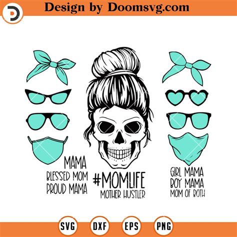 Mom Life Purple Svg Bun Mom Life Skull Svg Messy Bun Svg Skull Svg