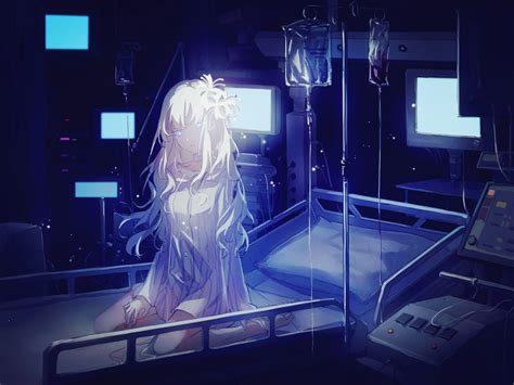 Serene Hospital Scene White Hair Anime Hd Wallpaper